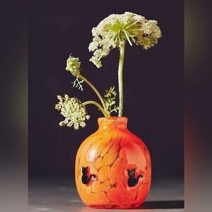 Anthropologie Pressed Glassed Orange Black Cat Mystic Icon Glass Bud Vase 2024